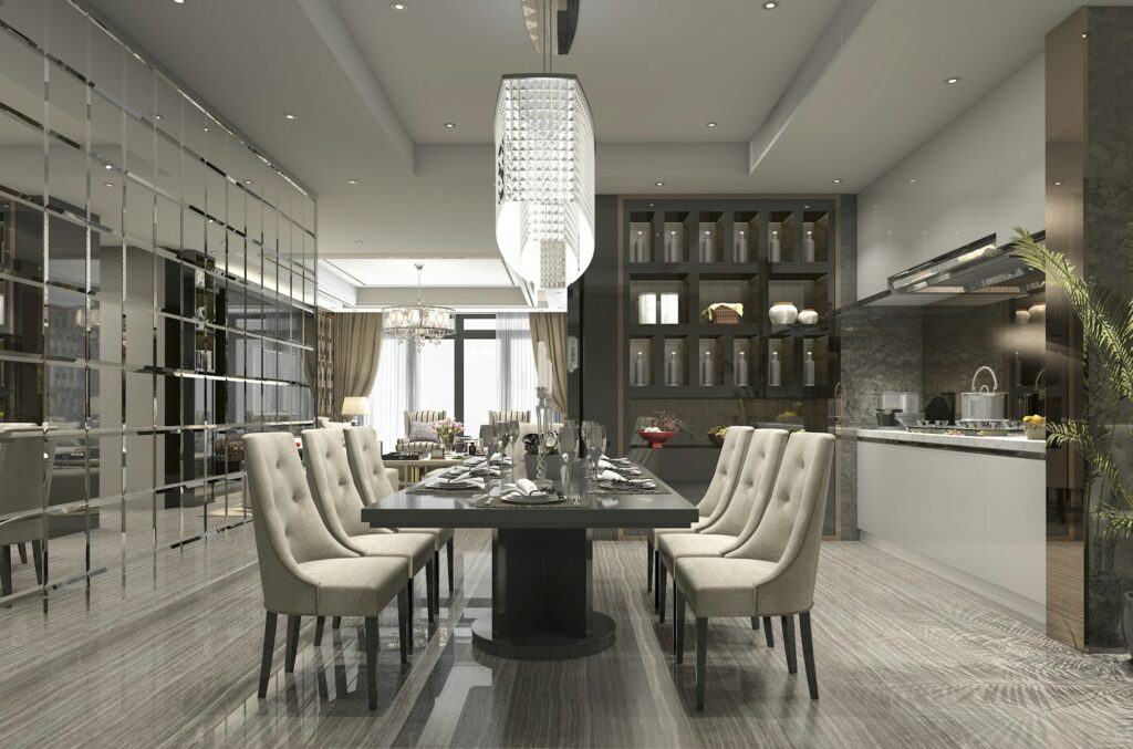 3d rendering luxury and modern restaurant and dining zone